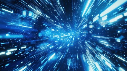 Fototapeta premium Holographic background featuring sharp blue beams of light intersecting in a high-tech, modern digital scene.