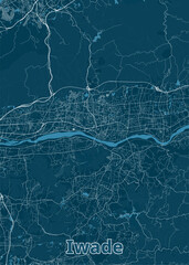Iwade, Japan artistic map poster