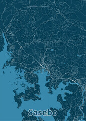 Sasebo, Japan artistic map poster