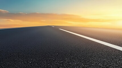 Minimalist highway with soft, diffused light from a distant source, barely lighting the asphalt, diffused light, soft glow