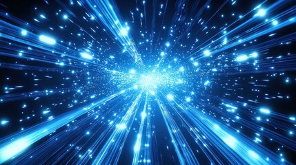 Naklejka premium Holographic background image, blue beams of light, modern technology sense.