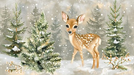 Obraz premium A baby deer in the forest
