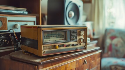 Fototapeta premium Retro Cassette Player, vintage radio.