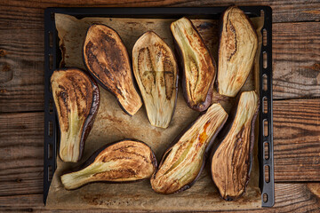 Grilled roasted eggplants