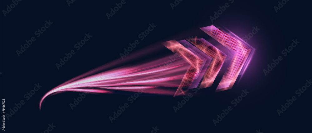 Leinwandbilder light effect of high speed movement of light high speed bright arrow bright pink glow. dynamic movem