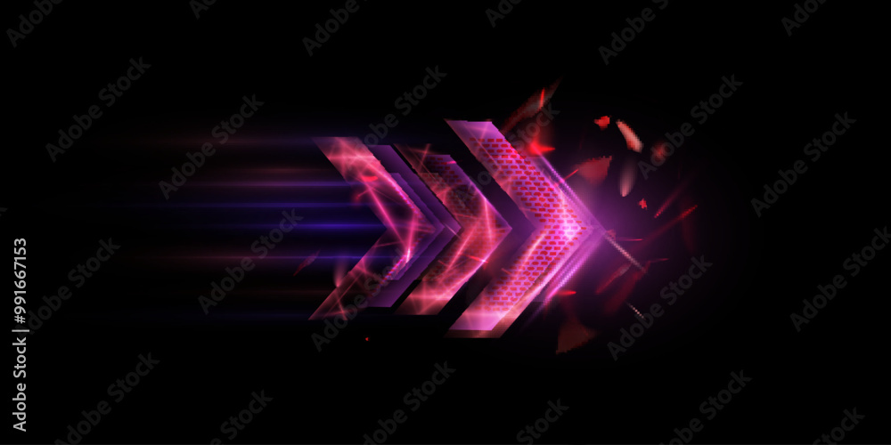 Leinwandbilder light effect of high speed movement of light high speed bright arrow bright pink glow. dynamic movem