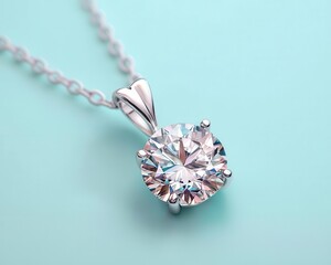 Round diamond solitaire pendant, isolated with soft light highlighting its brilliance, solitaire pendant, timeless charm