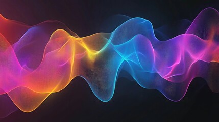 Obraz premium An abstract representation of a digital sound wave equalizer with colorful gradients and flowing lines, illustrating the smooth transition of sound waves in a modern style