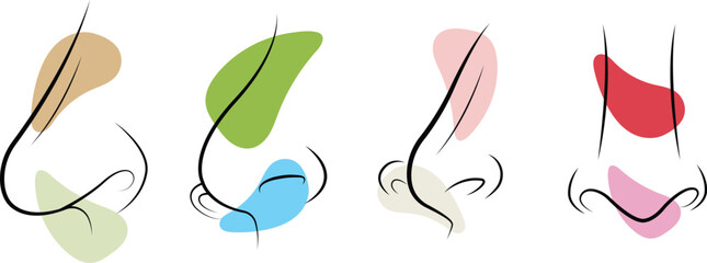 Nose Line Art Isolated on White 