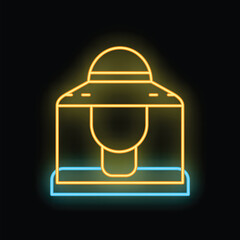 Neon sign representing a person being abducted by a flying saucer