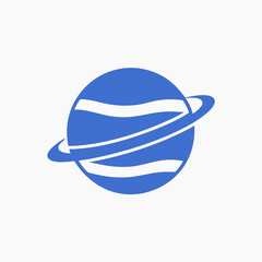 Fototapeta premium Blue planet illustration with rings, symbol of space and astronomy