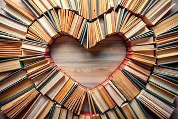 heart shape with books