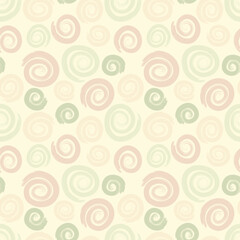 Abstract seamless pastel pattern with spirals minimalist style for background, wallpaper, print, fabric, web.