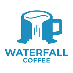 waterfall coffee shop flat minimalist logo design