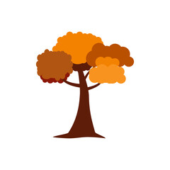 Autumn, cozy set Trees of leaves, and acorns. Vector illustration.