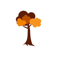 Autumn, cozy set Trees of leaves, and acorns. Vector illustration.