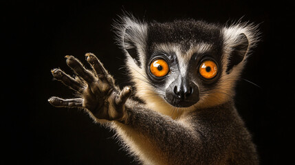 Fototapeta premium Curious Lemur with Big Orange Eyes
