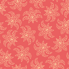 Vector seamless pattern with hand drawn lily flowers. Beautiful design for textile, wallpaper, wrapping paper and backgrounds.