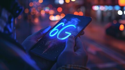 Truly fast connection becomes tangible when a hand touches an advanced gadget boosted by the future generation 6G mobile technology.