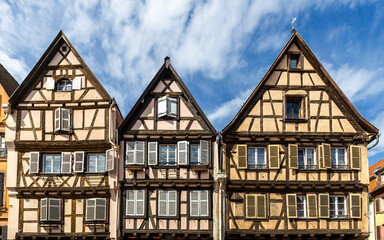 Beautiful half-timbered houses in the picturesque historic old town of Colmar, town in Alsace, Haut-Rhin, Grand Est, France, Europe