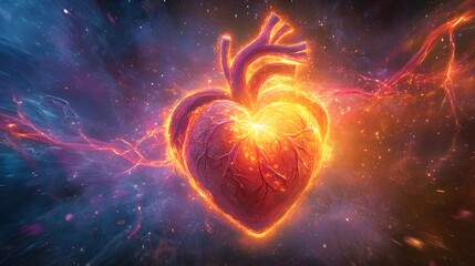 Fototapeta premium Burning Heart in a Cosmic Landscape