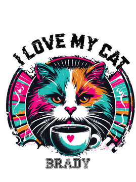 Brady Is My Cute Cat, Cat name t-shirt Design