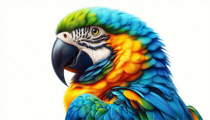 Fototapeta premium Colorful Parrot , detailed and realistic , Rainbow , Poster for Home Decor, T-Shirt Design, Music Cover Art, Wallpaper , White Background 