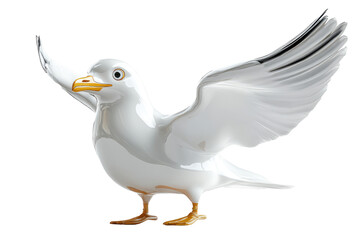 Obraz premium A beautifully animated white bird with its wings spread wide, soaring through a blue sky. The image captures a sense of freedom and grace in a visually stunning manner.