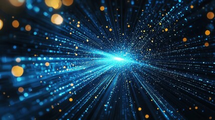 Obraz premium Radiant blue beams of holographic light flowing through a tech-inspired background, giving off futuristic energy and innovation.