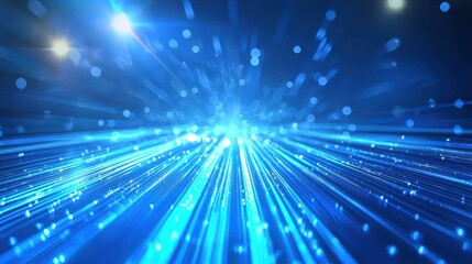 Obraz premium Radiant blue beams of light slicing through a holographic background, setting the tone for a futuristic, tech-driven design.