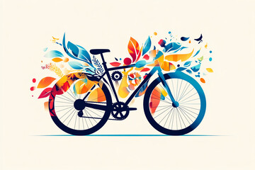 Craft a whimsical illustration of a bicycles rear view, focusing on the colorful frame, intricate gears, and playful patterns decorating the seat