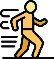 Stick figure person is running very quickly, leaving motion lines behind