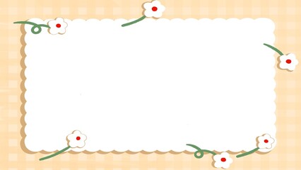 illustration of cute flowers frame card, paper template for card decoration