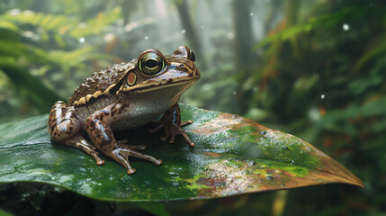 Obraz premium Frog On A Leaf In The Rainforest