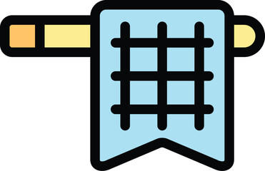 Cartoon style icon of a fishing net for catching fish