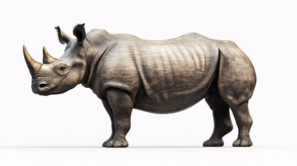 Obraz premium White Rhino Standing Isolated