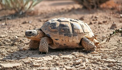 Desert Tortoise on Dry Ground