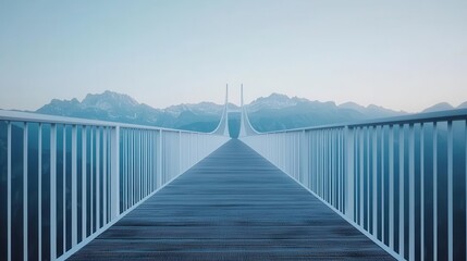 Futuristic suspension bridge with a sleek, aerodynamic design, stretching over a vast canyon, suspension bridge, modern engineering