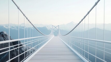 Obraz premium High-altitude bridge with weatherproofing innovations, connecting remote mountain areas, high-altitude bridge, extreme engineering