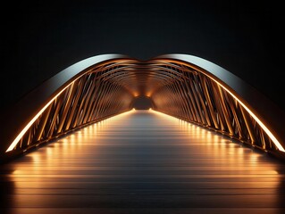 Obraz premium Helix bridge with a spiral design, illuminated with LED lighting, helix bridge, artistic structure