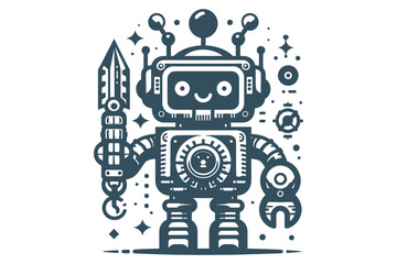 Robot silhouette vector illustrations