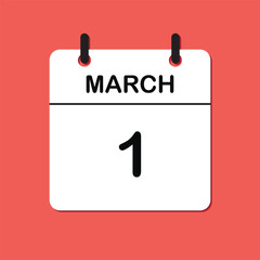 March 1. Daily Calendar icon for design. Simple design for business brochure, flyer, print media, advertisement. Easily editable