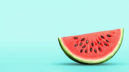 Juicy watermelon slice isolated on a colorful background.