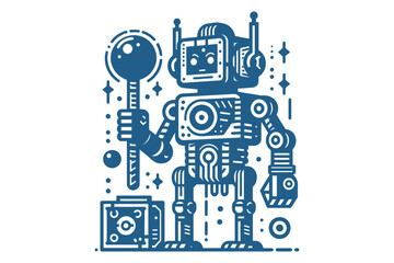 Fototapeta premium Robot silhouette vector illustrations