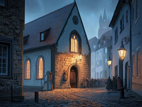 Nighttime gathering during the Protestant Reformation