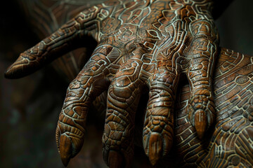 Fototapeta premium A hand with a lot of detail, including a lot of lines and patterns