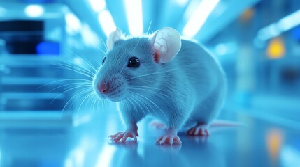 Close-up of a Grey Lab Mouse in Scientific Environment