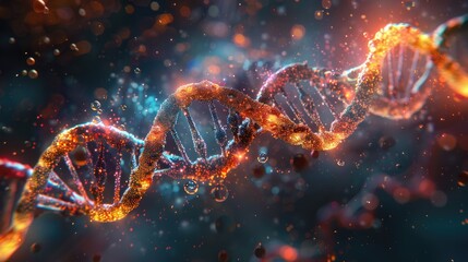 Obraz premium Glowing DNA Double Helix Structure