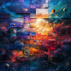 Fototapeta premium A 3D render of a map of the universe with stars and planets. There are various sizes of stars scattered across the map