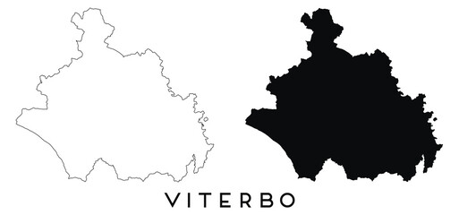 Viterbo map outline and black silhouette vector